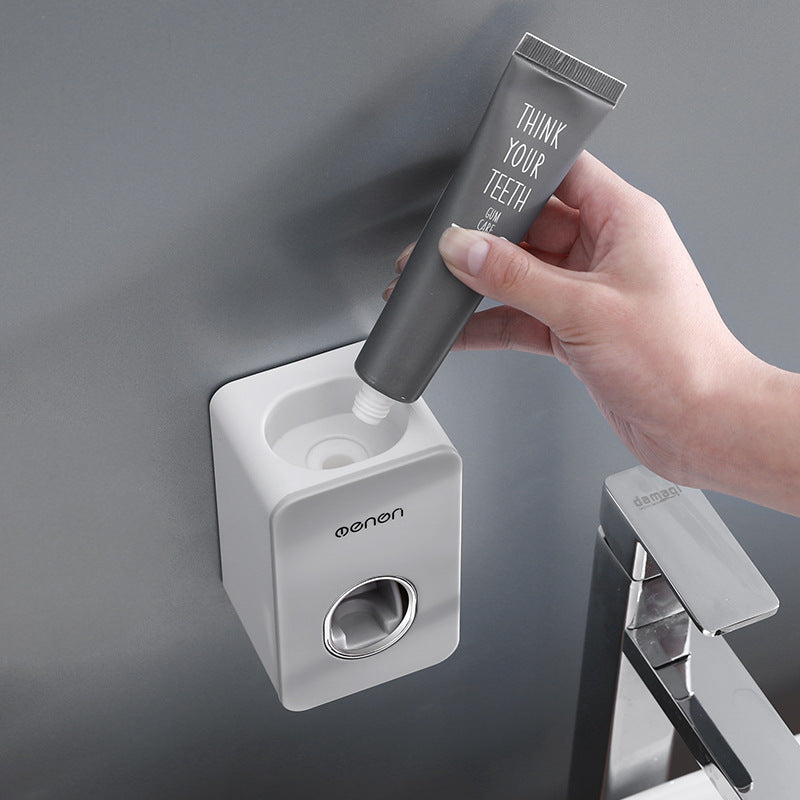 No-Drill Automatic Toothpaste Dispenser with Toothbrush Holder